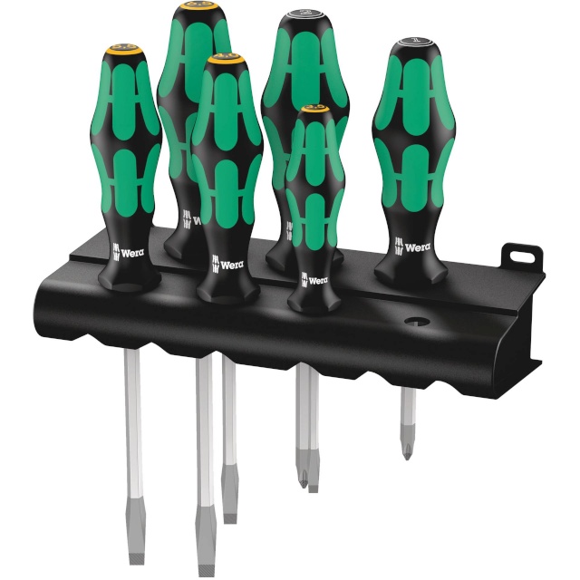 WERA kruvikeerajate kmpl 334/355 SK/6 Screwdriver Set Kraftform Plus Lasertip+Rack