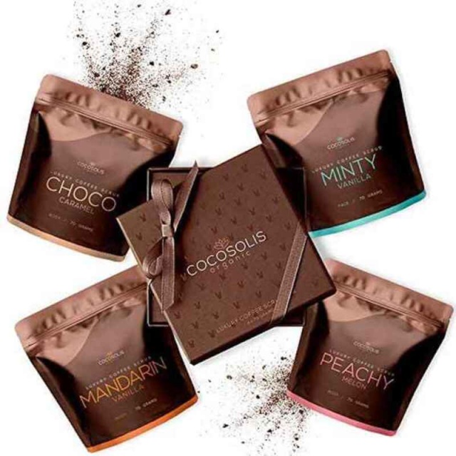 Cocosolis Kooriv puhastusvahend Luxury Coffee Scrub Box Cocosolis (4 x 70 ml)