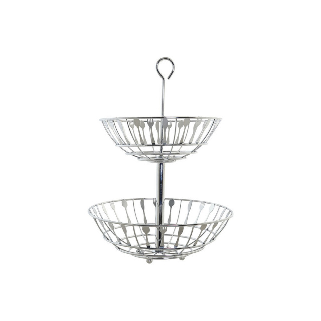 DKD Home Decor Puuviljakauss Hõbedane Metall Plastmass 28x28x40cm