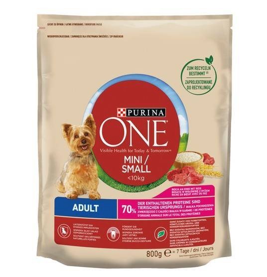 Purina Nestle kuivtoit koerale One Mini Adult bogata w wołowinę z Rice 800g
