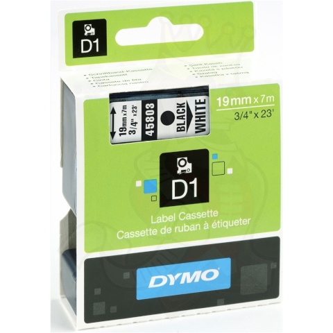 Dymo etiketiprinteri etiketid D1 19mm 45803 must/valge