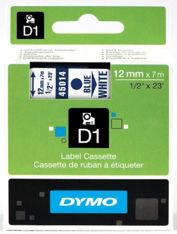 Dymo etiketiprinteri etiketid D1 12mm 45014 sinine/valge 