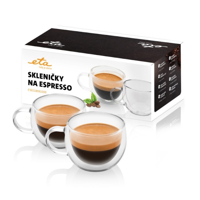 ETA tassid Espresso cups ETA518091000 For espresso coffee, 2tk, Dishwasher proof, Glass