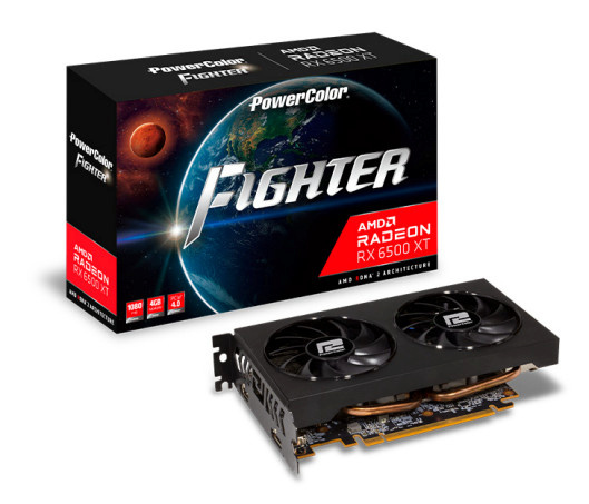 PowerColor videokaart AMD Radeon RX 6500 XT Fighter 4GB GDDR6, AXRX 6500XT 4GBD6-DH/OC	