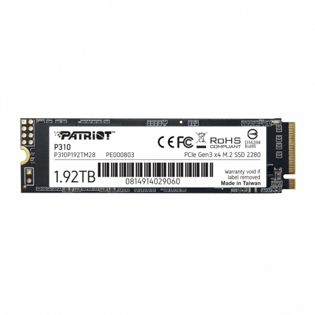 Patriot kõvaketas SSD drive P310 1.92TB M.2 2280 2100/1800 PCIe NVMe Gen3 x 4