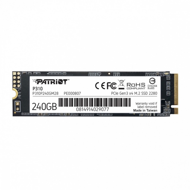 Patriot kõvaketas SSD drive P310 240GB M.2 2280 1700/1000 PCIe NVMe Gen3 x 4