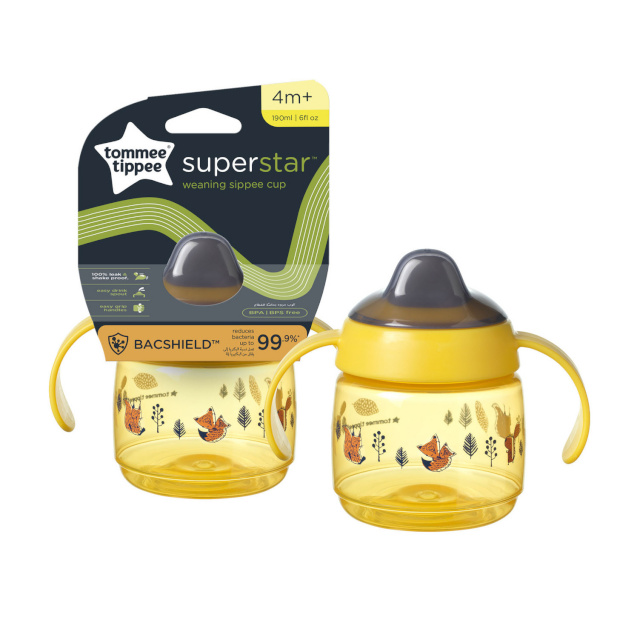 Tommee Tippee lutipudel WEANING SIPPEE, 4m+, 190ml, yellow, 447827
