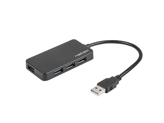 Natec videokaabel USB 3.0 HUB, Moth, 4-Port, must