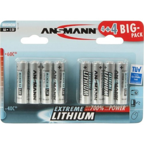 Ansmann patarei Extreme Lithium AA Mignon Big Pack 8tk.