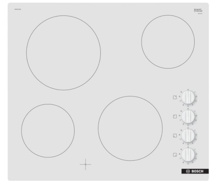 Bosch integreeritav keraamiline pliidiplaat PKE612CA2E Series 2 Electric Hob 60cm, valge