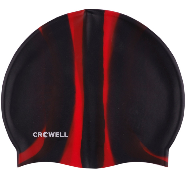 Crowell ujumismüts Swimming Silicone Multi Flame must-punane 02