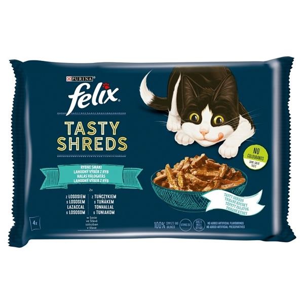 Purina Nestle kassitoit FELIX Tasty Shreds with salmon and tuna - 4x 80g