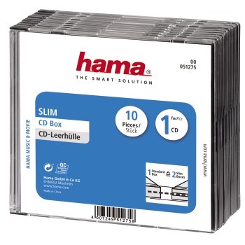 Hama CD karbid Slimline (51275) 10tk läbipaistev/must