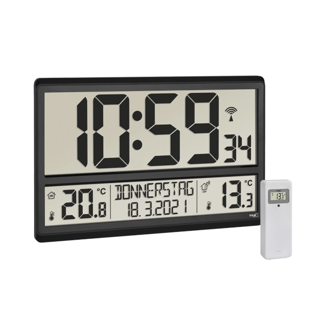 TFA 60.4521.01 XL Radio Clock with Indoor/Outdoor Temperature