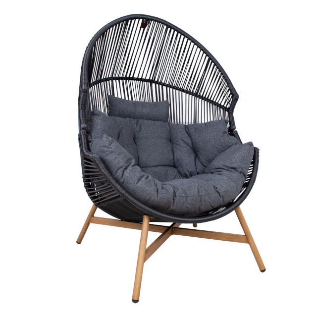 H4Y puhketool HELSINKI 98x101xH142cm must, terasraam, plastikpunutis