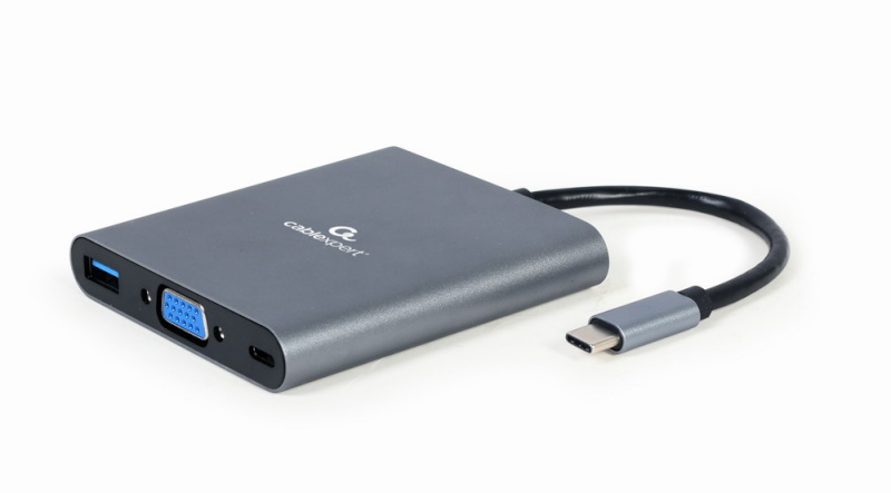 Gembird adapter A-CM-COMBO6-01 USB-C 6-in-1 multi-port adapter (Hub3.1 + HDMI + VGA + PD + card reader + stereo audio), kosmosehall