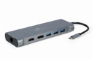 GEMBIRD A-CM-COMBO8-01 USB Type-C 8-in-1 multi-port adapter (Hub3.0 + HDMI + DisplayPort + VGA + PD + card reader + LAN + stereo audio), kosmosehall