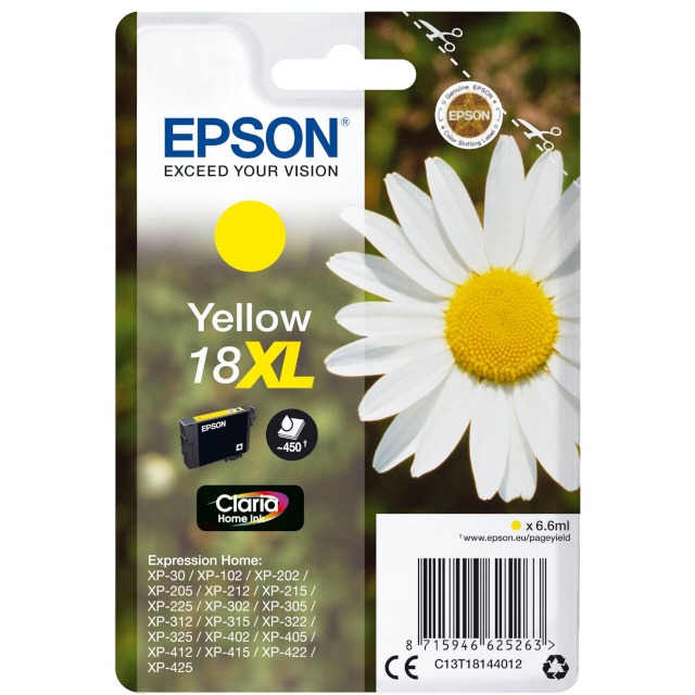 Epson tindikassett XL Claria Home T181 T1814 kollane 