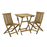 H4Y rõdukomplekt FINLAY laud ja 2 tooli (13181), 60x60xH72cm, kokkupandav, puit: akaatsia, viimistlus: õlitatud