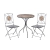 H4Y rõdukomplekt MOSAIC laud ja 2 tooli (38665), D60xH70cm, mosaiikplaat: tumahall/pruun kivi, metallraam, värvus: must