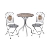 H4Y rõdukomplekt MOSAIC laud ja 2 tooli (38666), D60xH70cm, mosaiikplaat: tumahall/pruun kivi, metallraam, värvus: must
