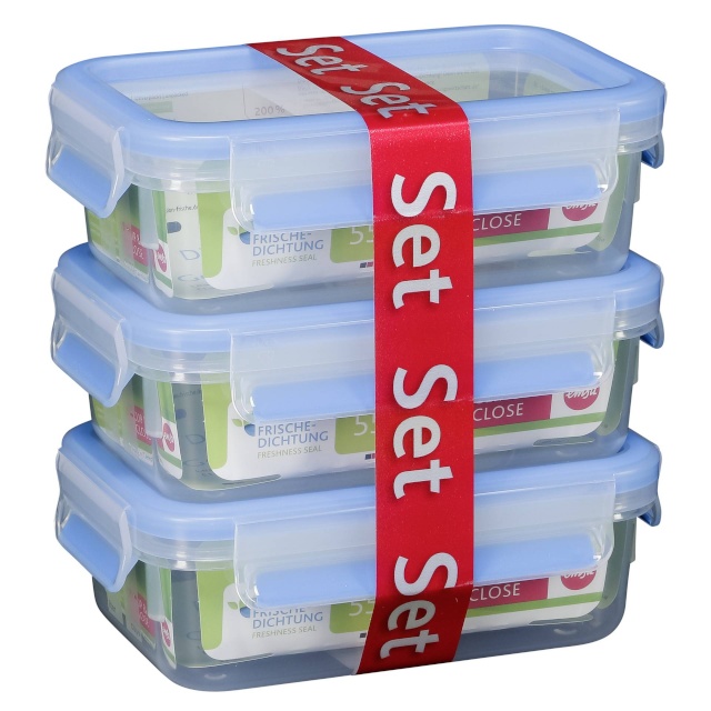 Emsa Food Clip&Close läbipaistev/sinine 3-osaline komplekt, 0,55L