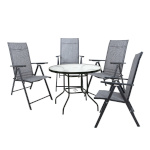 H4Y aiamööbli komplekt DUBLIN laud ja 4 kokkupandavat tooli, hall