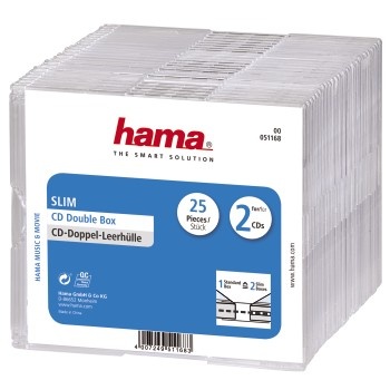 Hama CD/DVD karbid Jewel Case Slim Double (51168), 25tk