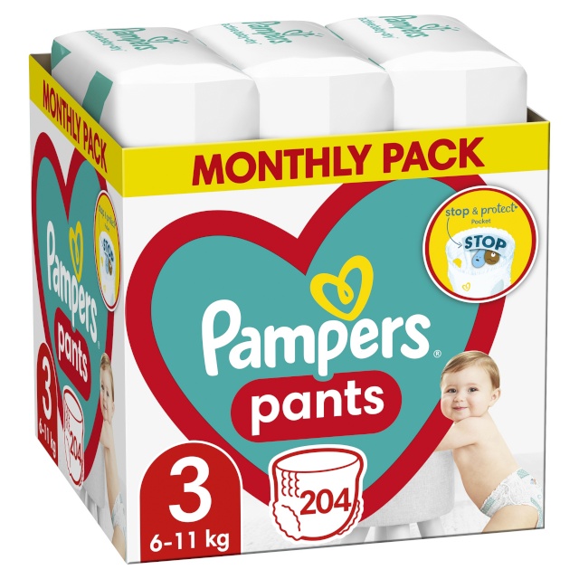 Pampers püksmähkmed Pants, suurus 3, 6kg-11kg, 204 tk