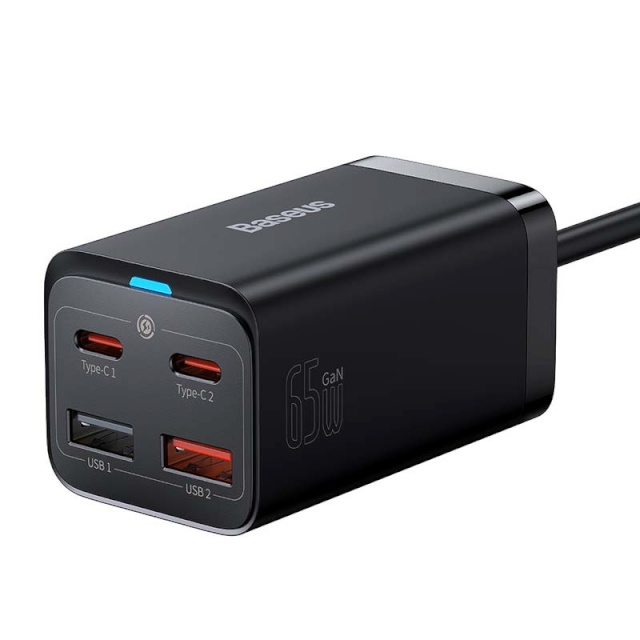 Baseus kiirlaadija GaN3 Pro, 2xUSB-C, 2xUSB, 65W, must
