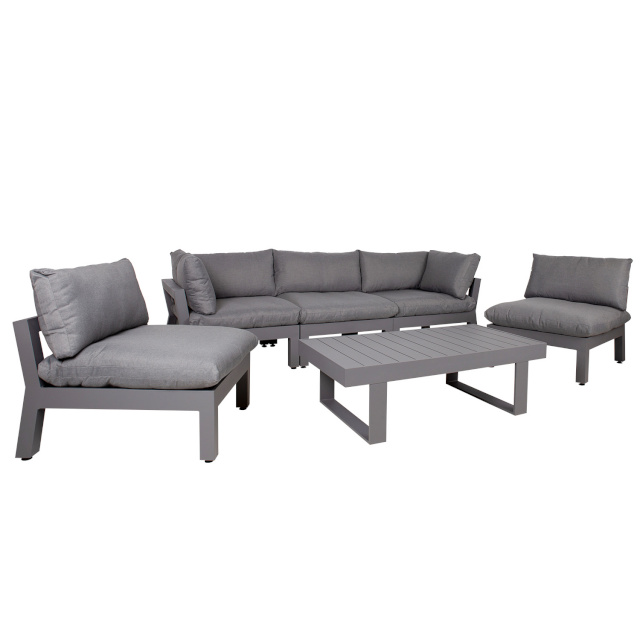 H4Y aiamööbli komplekt FLUFFY laud, diivan ja 2 tooli (13793+2x13792+3x13791) tumehall