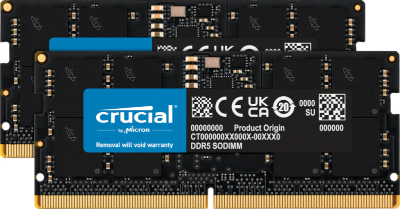 Crucial mälu 32GB Kit DDR5 4800MHz 2x16GB SODIMM CL40 16Gbit