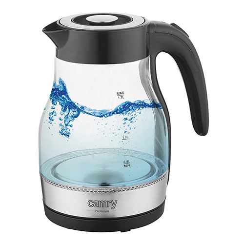 Camry veekeetja CR 1300 Electric Kettle 1,7L, must/roostevaba teras