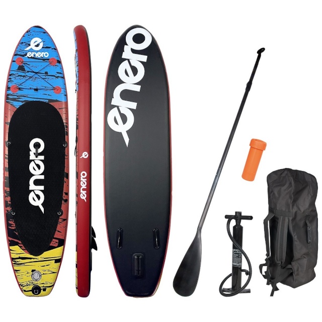 Enero täispuhutav SUP laud inflatable 300x76x15cm 135kg, sininepunane/kollane