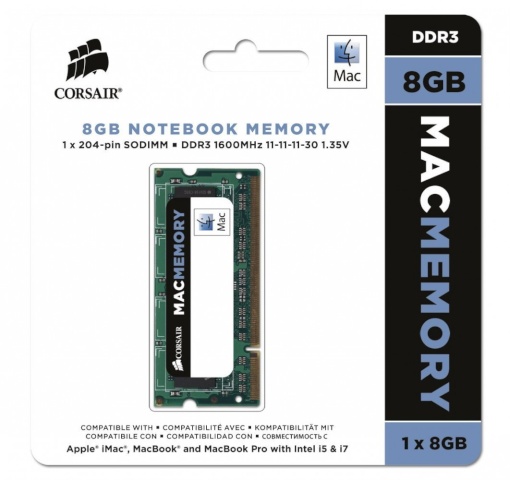 Corsair mälu 8GB DDR3 SO-DIMM 1600MHz Apple Qualified