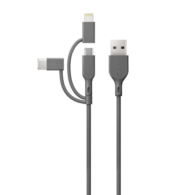 GP laadimiskaabel CY1N Charge & Sync Cable 1m 3in1 USB-A -> Micro/USB-C/Light
