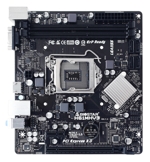 Biostar emaplaat Intel H61 LGA1155 mATX DDR3, H61MHV3