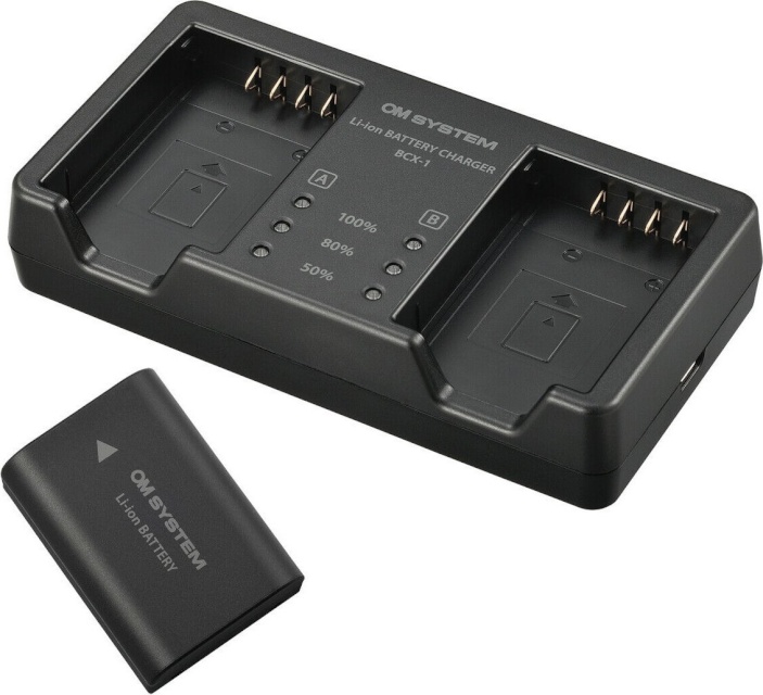 OM SYSTEM aku + laadija SBCX-1 Bundle BLX-1 & BCX-1