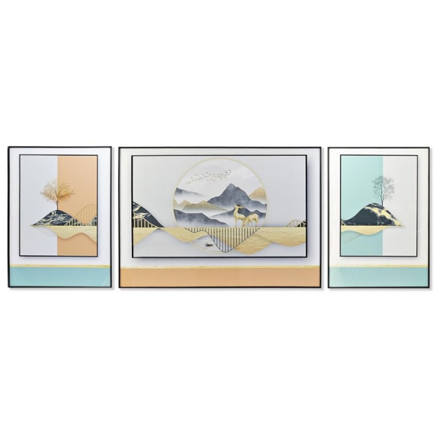 DKD Home Decor 3 maali komplekt Mägi Kaasaegne (200x3x70cm)