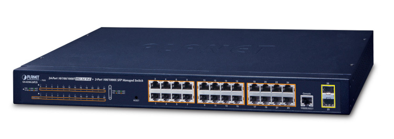 Planet switch GS-4210-24P2S network Managed L2/L4 Gigabit Ethernet (10/100/1000) Power over Ethernet (PoE) 1U sinine