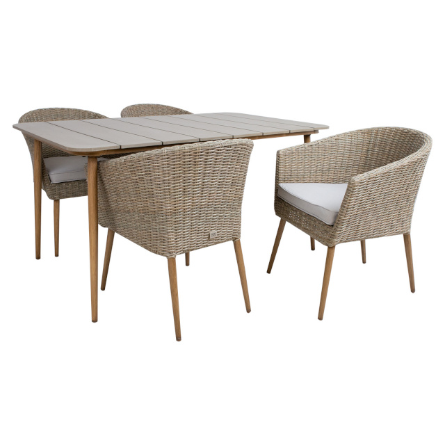 H4Y aiamööbli komplekt NORWAY laud, 4 tooli, 147x90xH73cm, 61x62xH76cm, alumiiniumraam, kunstrotang