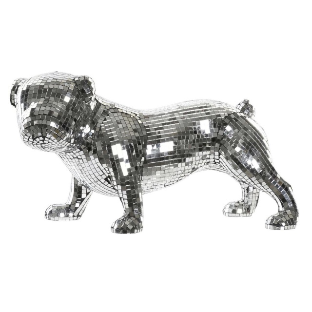 DKD Home Decor dekoratiivkuju Inglise Hõbedane Bulldog Vaik Kaasaegne 45,5x21,5x25cm
