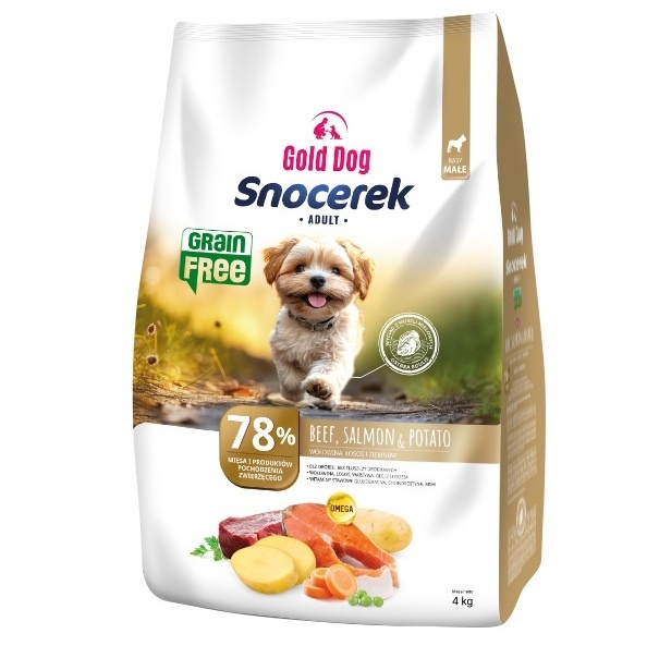 Gold Dog kuivtoit koerale Snocerek Grain Free Small Breeds Beef and Salmon, Potato, 4kg