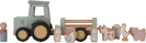 Little Dutch puidust mänguasi Little Farm Wooden Tractor + Trailer, pruun