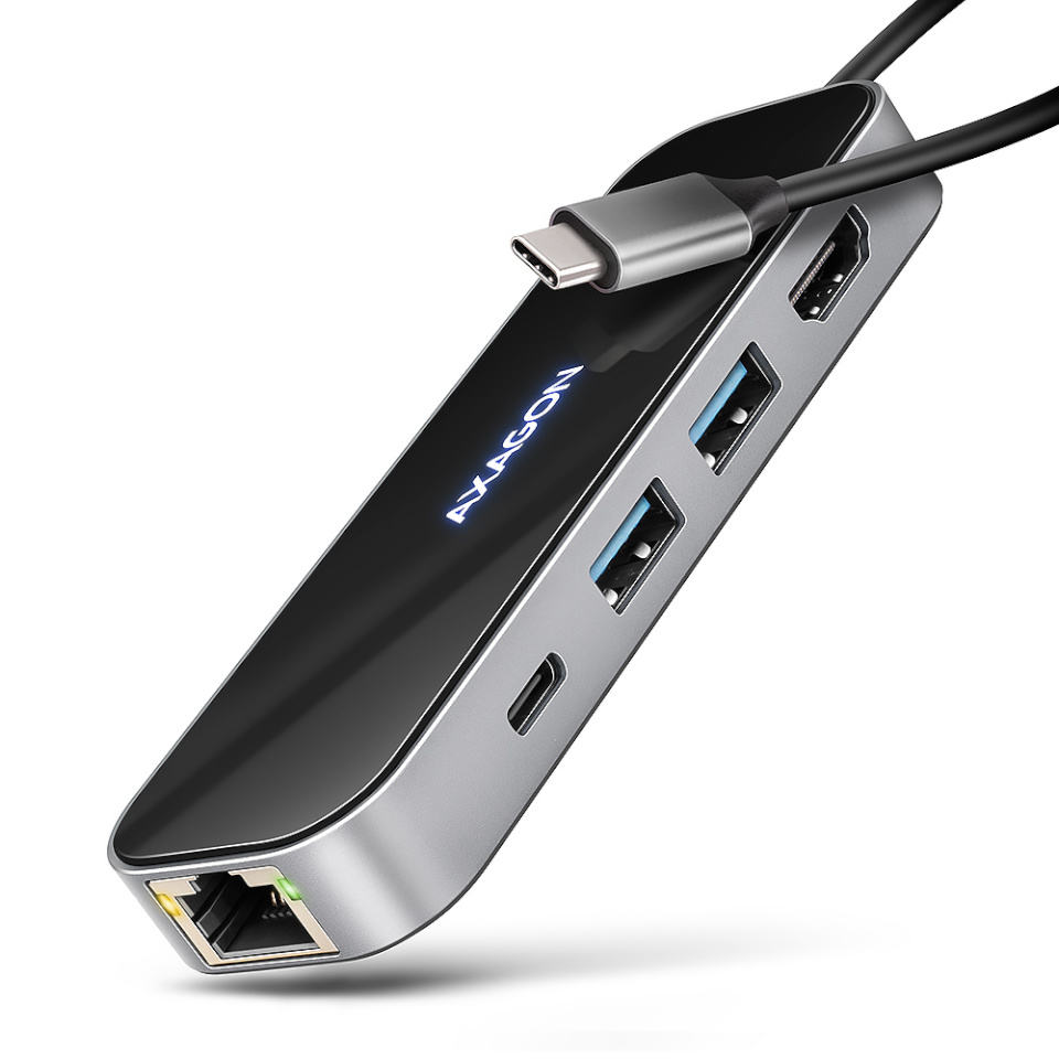 AXAGON HMC-6GLN USB 5Gbps hub, 2x USB-A, USB-C, HDMI 4k/60Hz, RJ-45