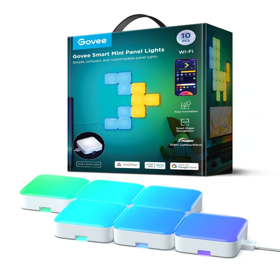 Govee nutikad minipaneeliga seinavalgustid H8069C01 Smart Mini Panel Lights, 10tk