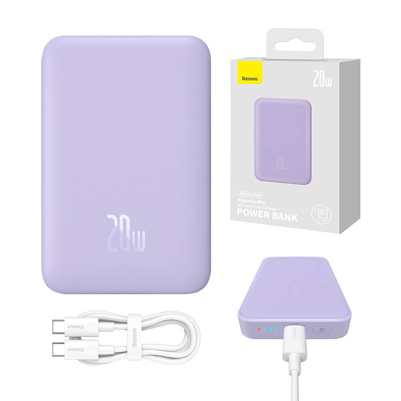 Baseus akupank PowerBank Magnetic Mini 10000mAh 20W (lilla)