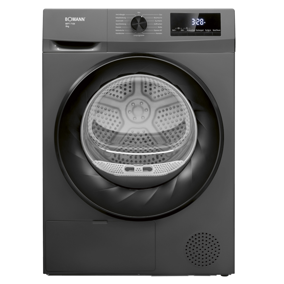 Bomann pesukuivati WPT7154T Heat Pump Tumble Dryer, 8kg, titaan