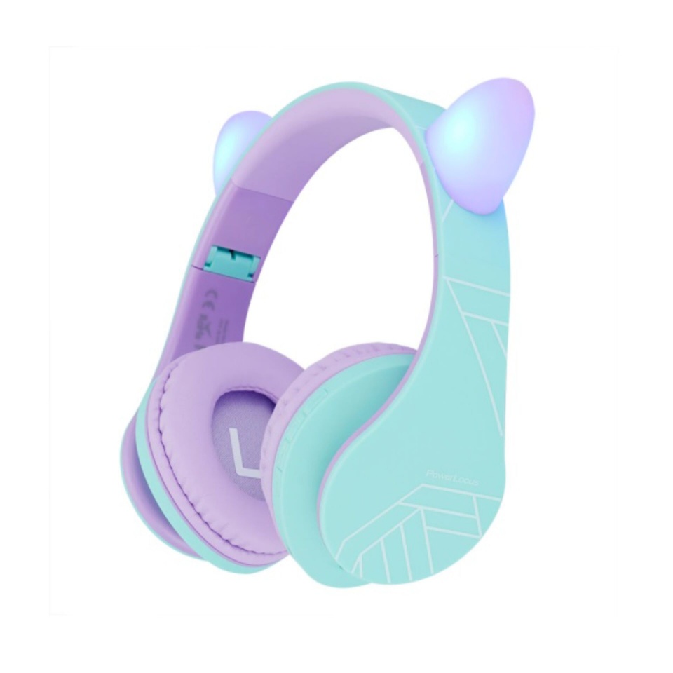 PowerLocus juhtmeta kõrvaklapid P2 Kids Headphones lilla/turquoise with Ears