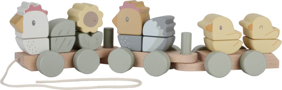 Little Dutch puidust mänguasi Little Farm Wooden Train, Little Birds, pruun/roheline